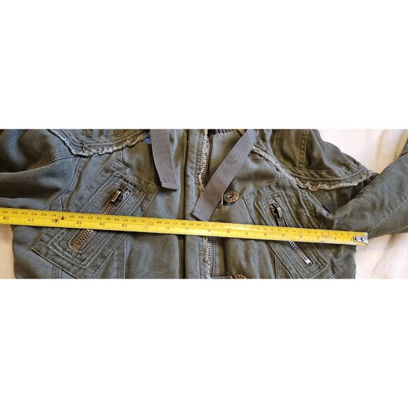 West 49 Hooded Overcoat Winter Jacket Multi Pockets Green Size Small - Picture 4 of 12